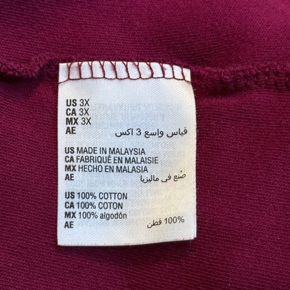 🌻 Plus Size Karen Scott 3X Cotton Scoop-Neck Top — Burgundy 3/4 sleeves - Picture 6 of 6